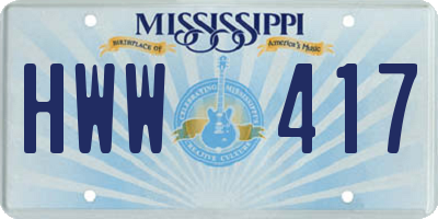 MS license plate HWW417