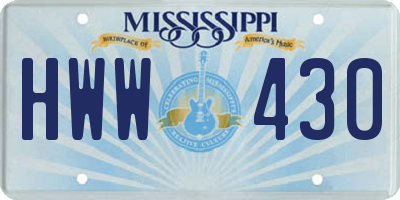 MS license plate HWW430