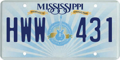 MS license plate HWW431
