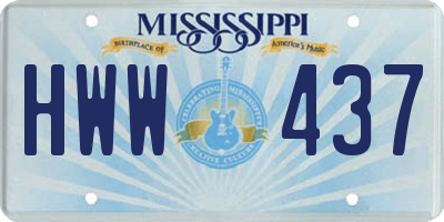 MS license plate HWW437