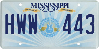 MS license plate HWW443