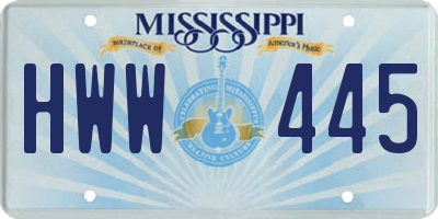 MS license plate HWW445
