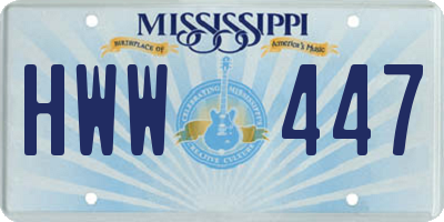 MS license plate HWW447