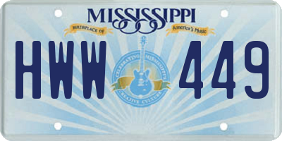 MS license plate HWW449