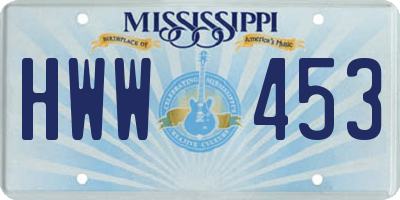 MS license plate HWW453