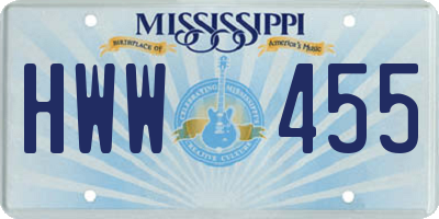 MS license plate HWW455