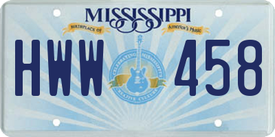 MS license plate HWW458