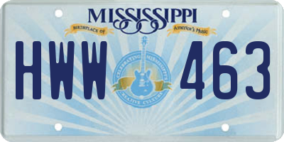 MS license plate HWW463