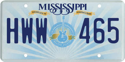 MS license plate HWW465