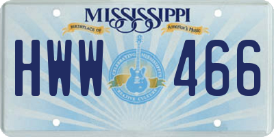 MS license plate HWW466