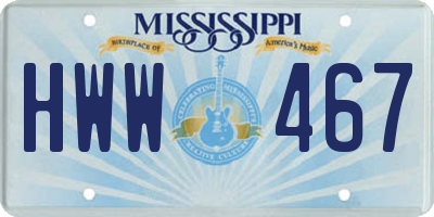 MS license plate HWW467