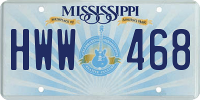 MS license plate HWW468