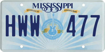 MS license plate HWW477