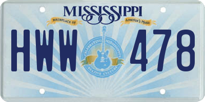 MS license plate HWW478