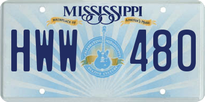 MS license plate HWW480