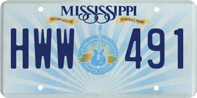 MS license plate HWW491