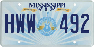 MS license plate HWW492