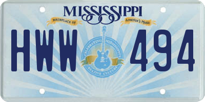 MS license plate HWW494