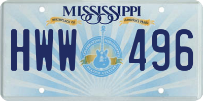 MS license plate HWW496