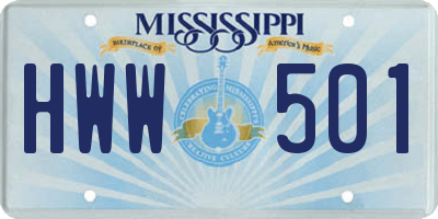 MS license plate HWW501