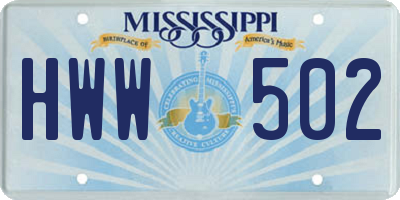 MS license plate HWW502