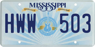 MS license plate HWW503