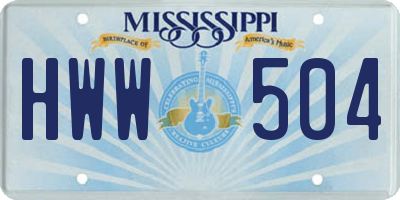 MS license plate HWW504