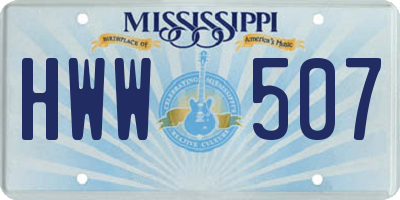 MS license plate HWW507