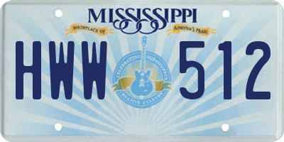 MS license plate HWW512