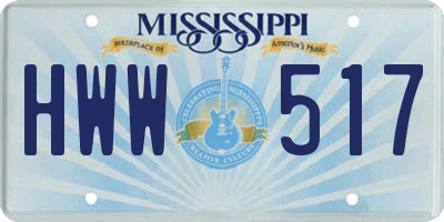 MS license plate HWW517