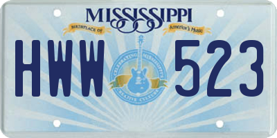 MS license plate HWW523