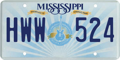 MS license plate HWW524
