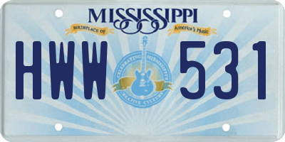 MS license plate HWW531