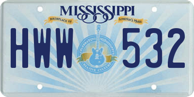 MS license plate HWW532