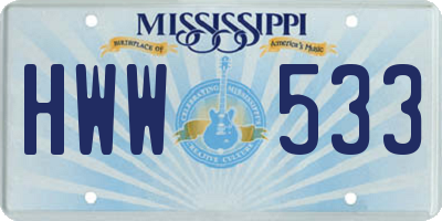 MS license plate HWW533