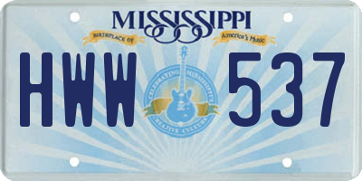 MS license plate HWW537