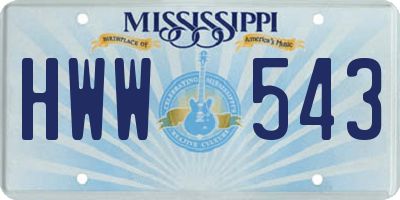 MS license plate HWW543