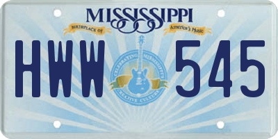 MS license plate HWW545