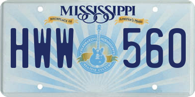 MS license plate HWW560