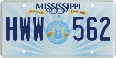 MS license plate HWW562