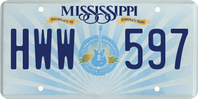 MS license plate HWW597