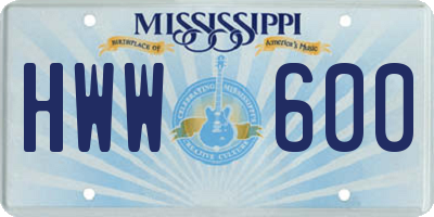 MS license plate HWW600
