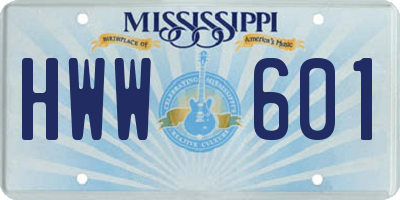MS license plate HWW601
