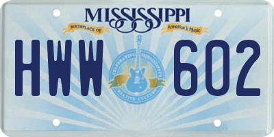 MS license plate HWW602