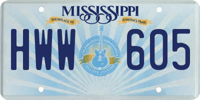 MS license plate HWW605