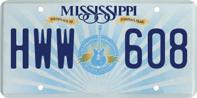 MS license plate HWW608
