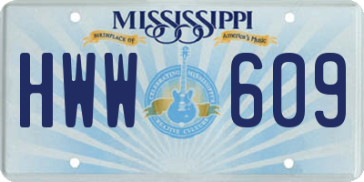 MS license plate HWW609
