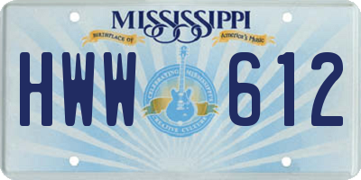 MS license plate HWW612