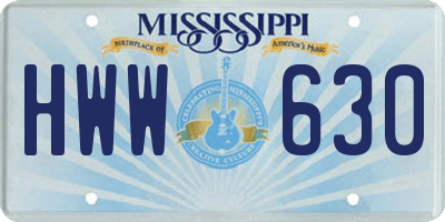 MS license plate HWW630