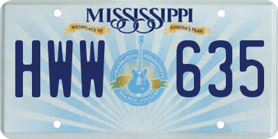 MS license plate HWW635